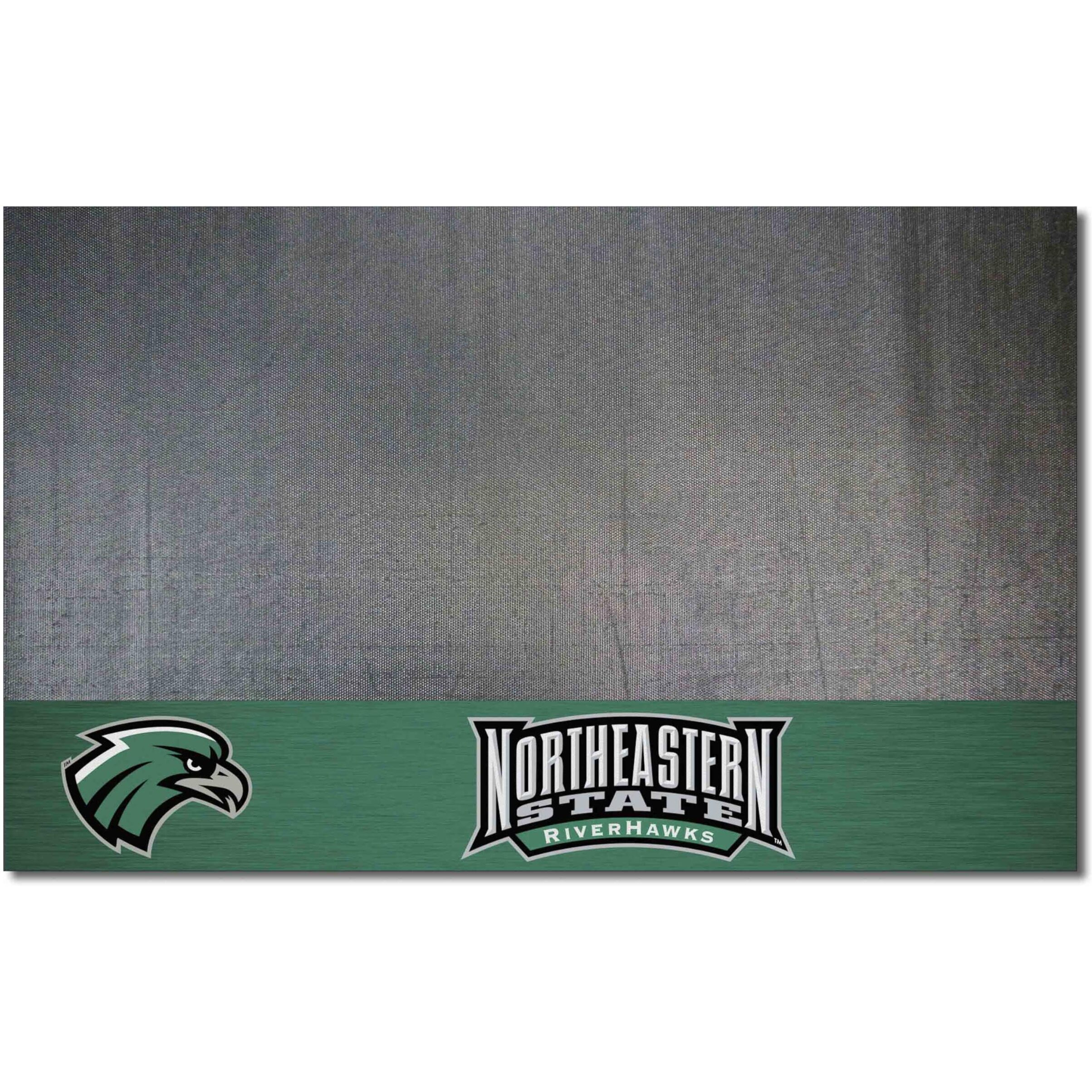 FANMATS 34899 Northeastern State Riverhawks Vinyl Grill Mat - 26in. x 42in. - Deck Patio Protective Mat | Oil, flame, and UV resistant