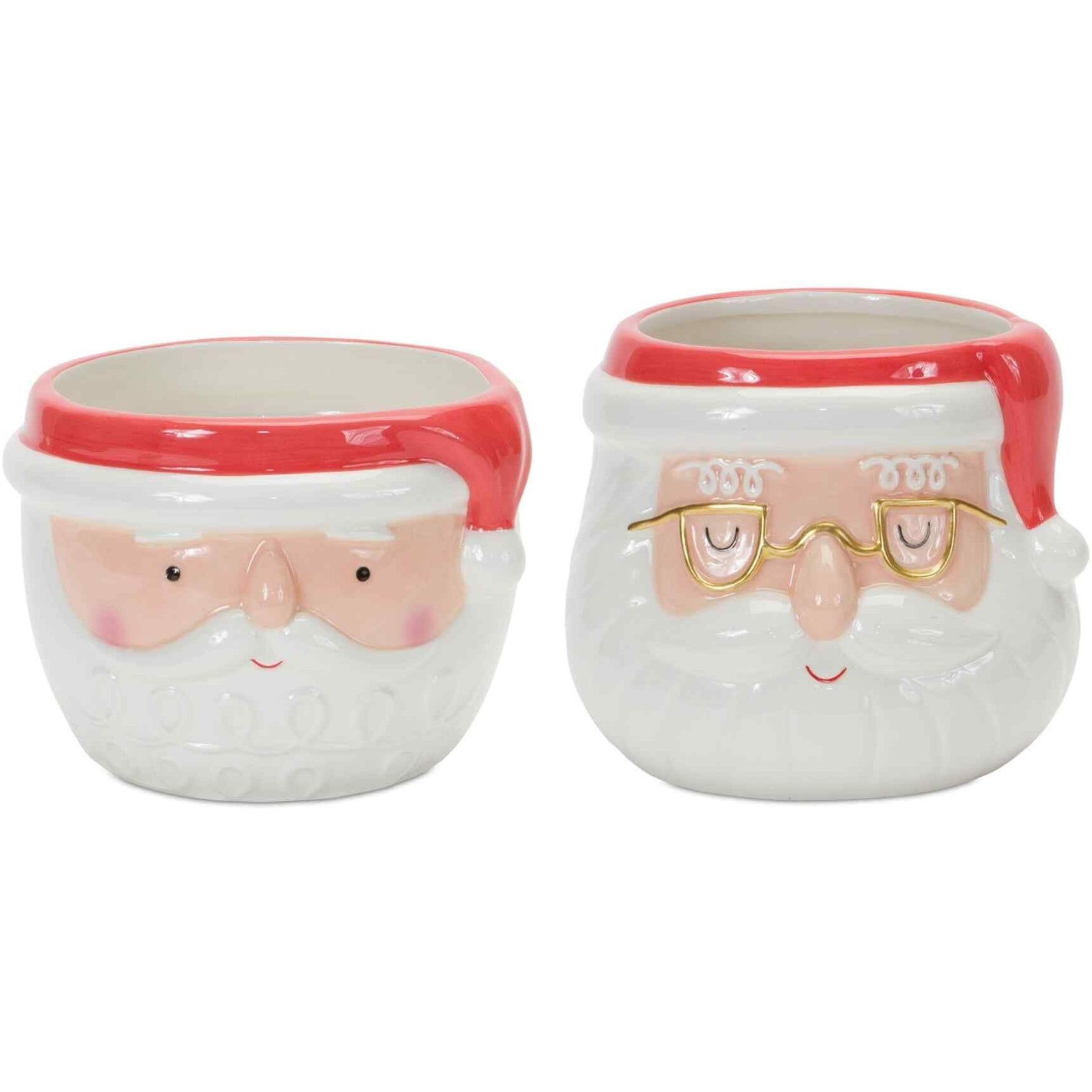 Melrose International Ceramic Santa Planter (Set of 2)