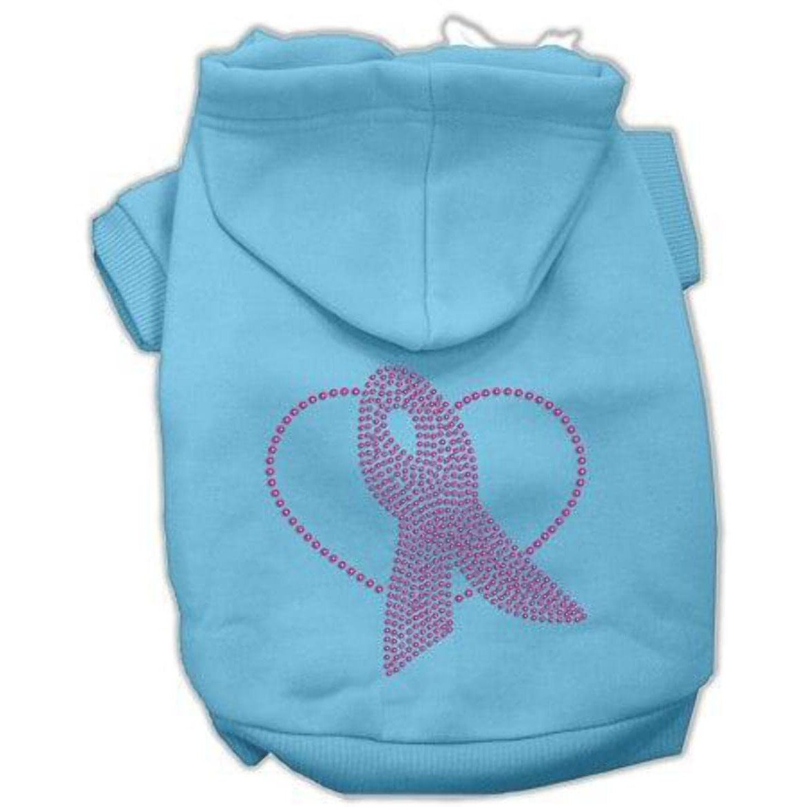 Pet, Dog & Cat Hoodie Rhinestone,  Pink Ribbon  Baby Blue LG (10-14 lbs.)