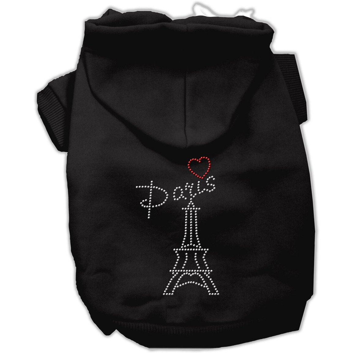 Pet, Dog & Cat Hoodie Rhinestone,  Paris  Black LG (10-14 lbs.)