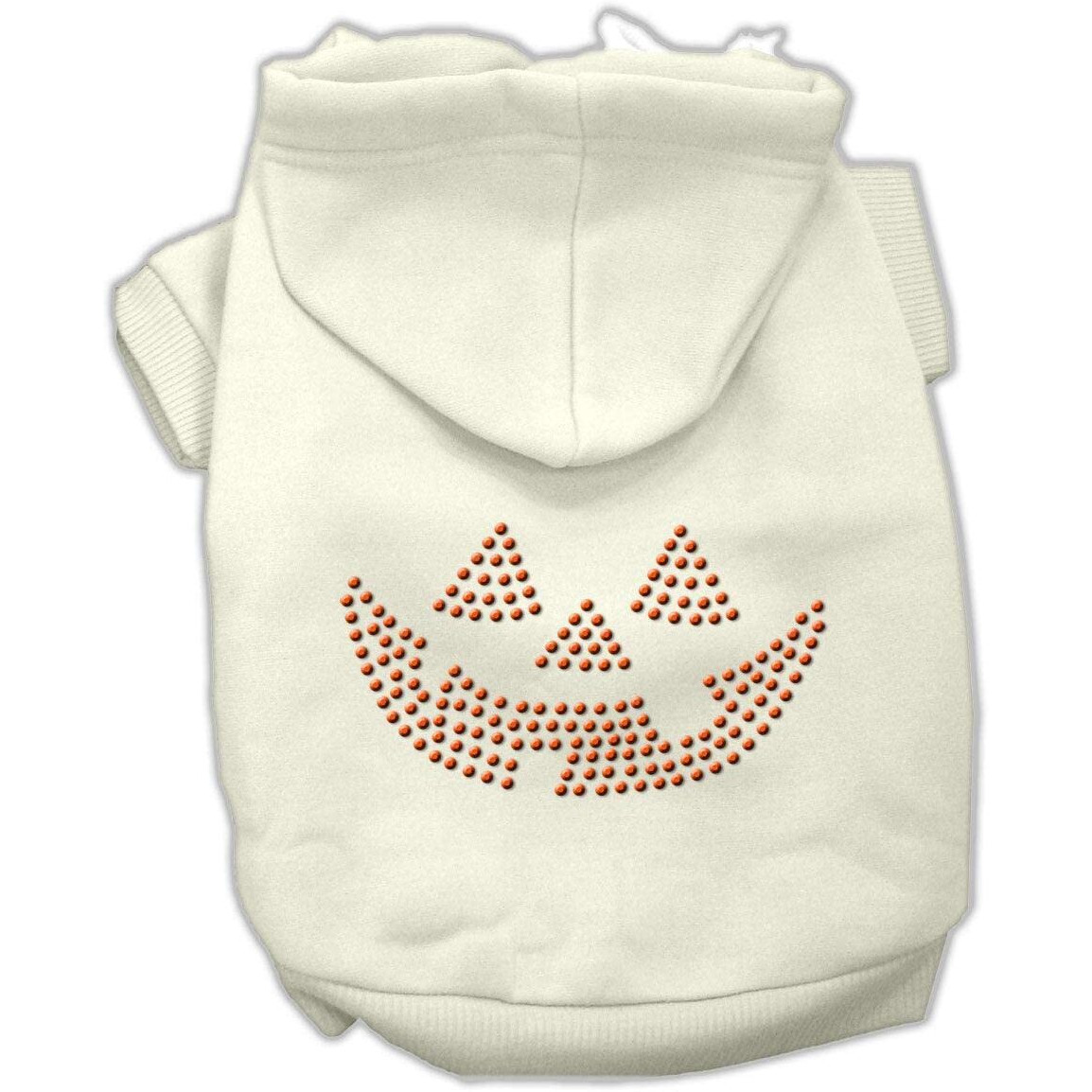 Halloween Pet Dog & Cat Hoodie Rhinestone,  Jack O' Lantern  Cream MD (6-10 lbs.)