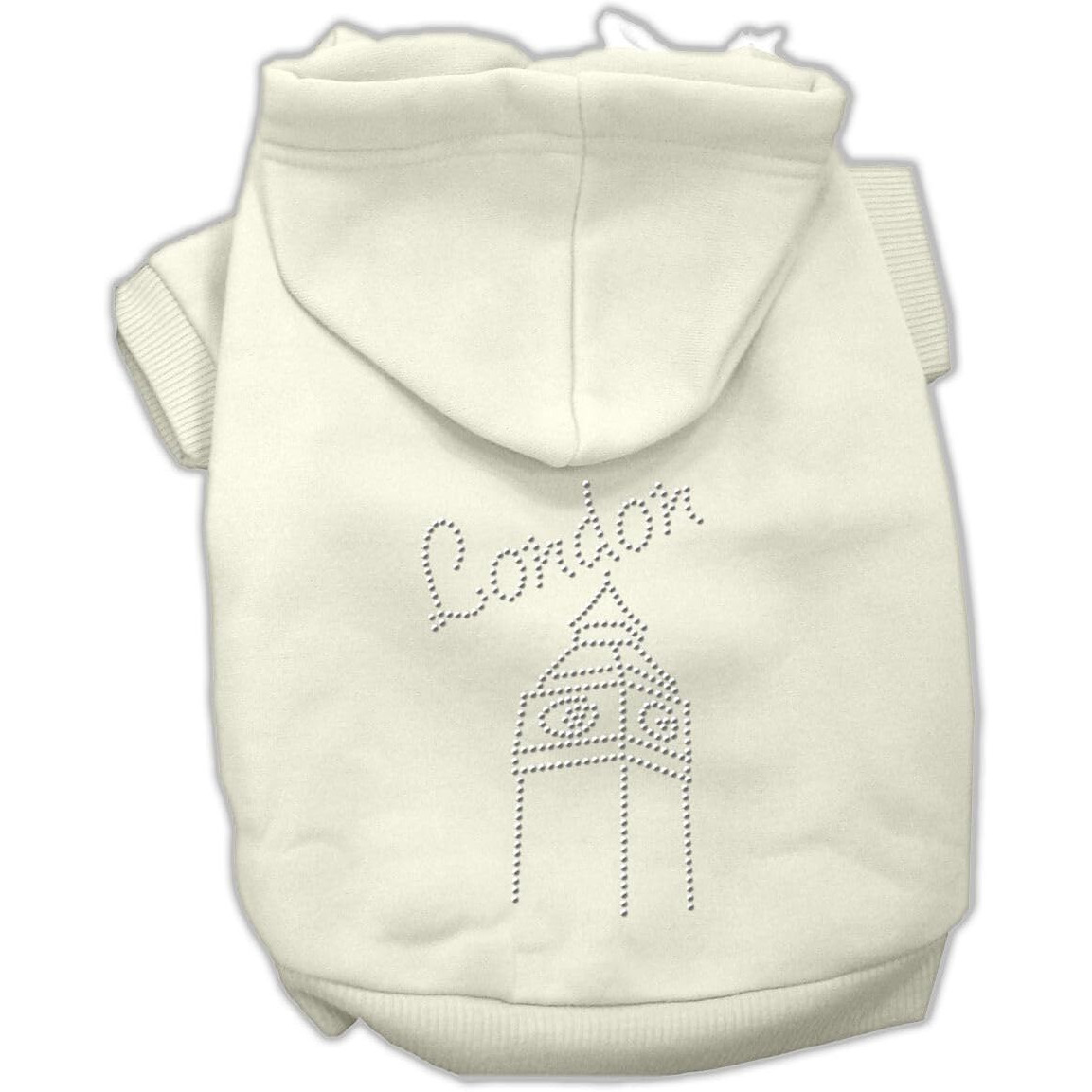 Pet, Dog & Cat Hoodie Rhinestone,  London  Cream MD (6-10 lbs.)