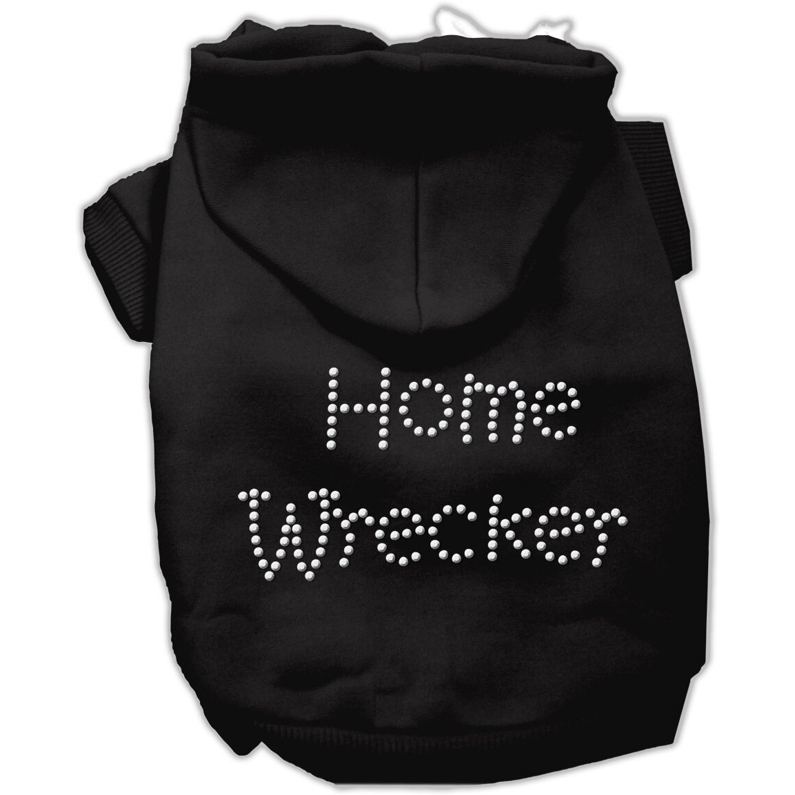 Pet, Dog & Cat Hoodie Rhinestone,  Home Wrecker  Black MD (6-10 lbs.)