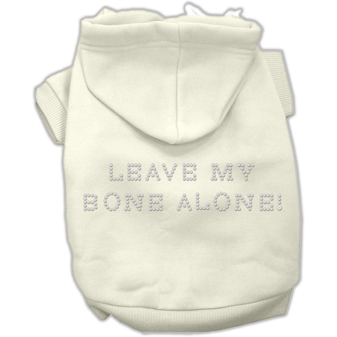 Pet, Dog & Cat Hoodie Rhinestone,  Leave My Bone Alone  Cream LG (10-14 lbs.)