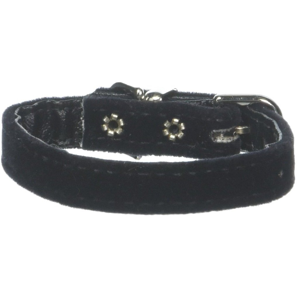 Mirage Pet Products 3/8-Inch Width Velvet Plain Collar for Pets, 8-Inch, Black