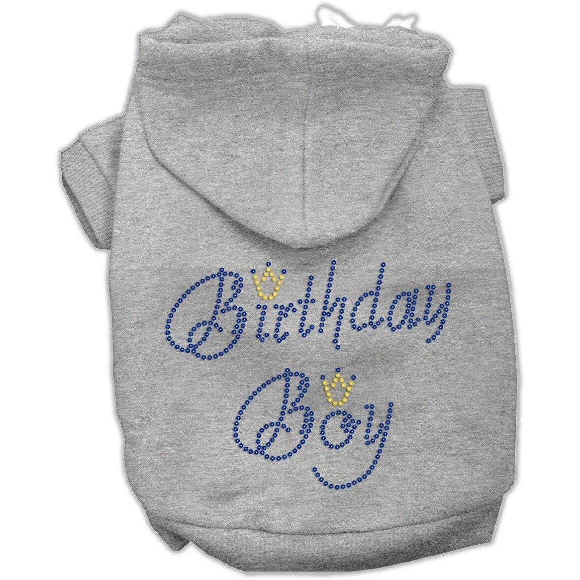 Mirage Pet Products 12-Inch Birthday Boy Hoodies, Medium, Grey