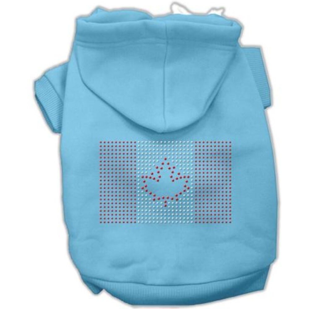 Pet, Dog & Cat Hoodie Rhinestone,  Canadian Flag  Baby Blue LG (10-14 lbs.)