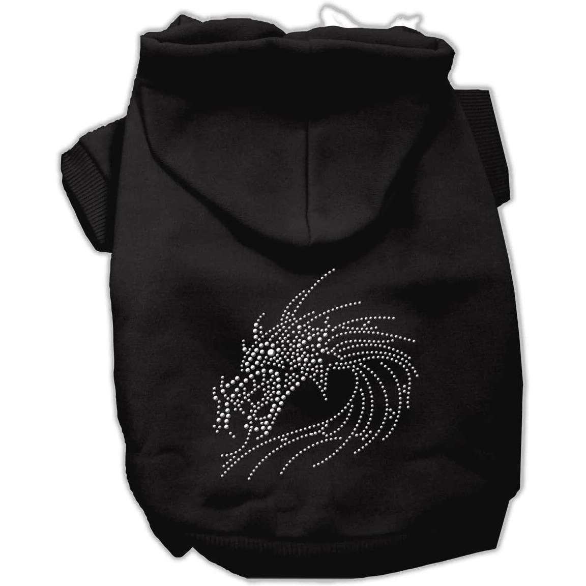 Pet, Dog & Cat Hoodie Rhinestone,  Dragon  Black LG (10-14 lbs.)