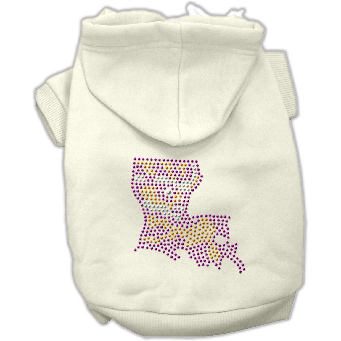 Pet, Dog & Cat Hoodie Rhinestone,  Louisiana  Cream MD (6-10 lbs.)