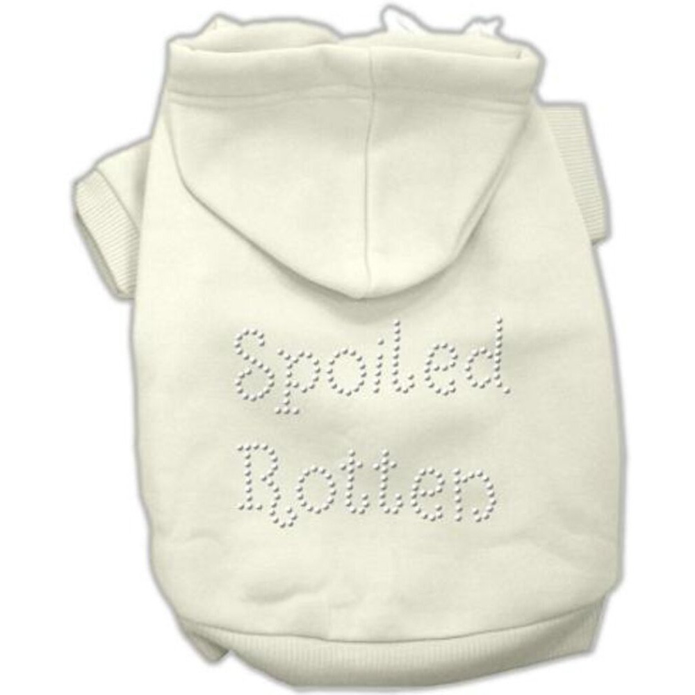 Pet, Dog & Cat Hoodie Rhinestone,  Spoiled Rotten  Cream SM (3-6 lbs.)