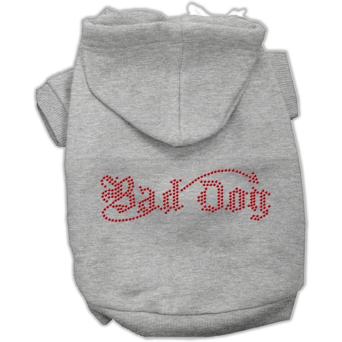 Pet, Dog & Cat Hoodie Rhinestone,  Bad Dog  Gray SM (3-6 lbs.)