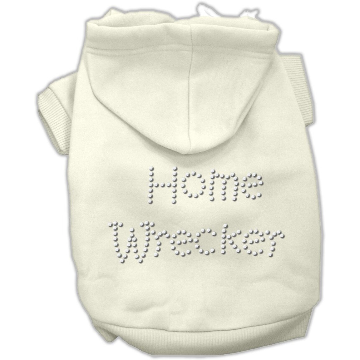 Pet, Dog & Cat Hoodie Rhinestone,  Home Wrecker  Cream SM (3-6 lbs.)