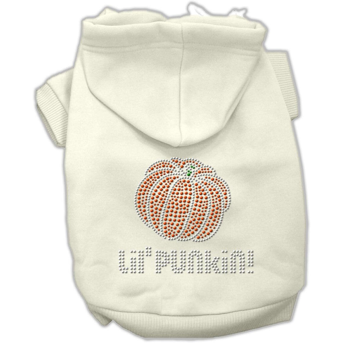 Halloween Pet Dog & Cat Hoodie Rhinestone,  Lil Punkin  Cream SM (3-6 lbs.)