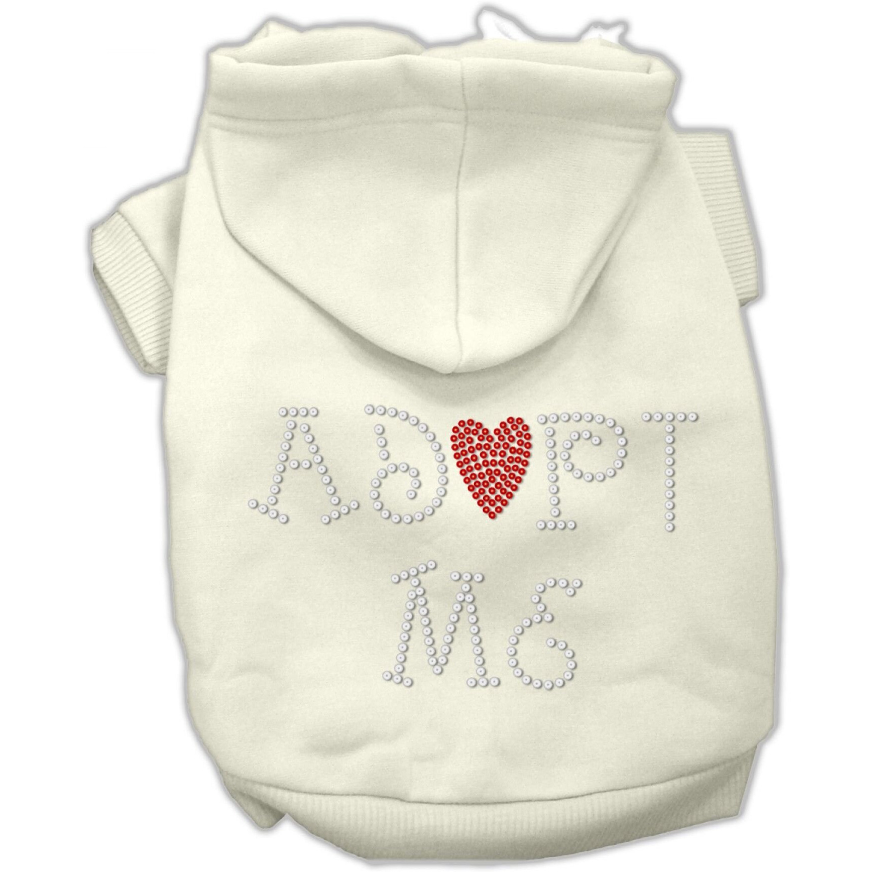 Pet, Dog & Cat Hoodie Rhinestone,  Adopt Me  Cream 2XL (20-25 lbs.)