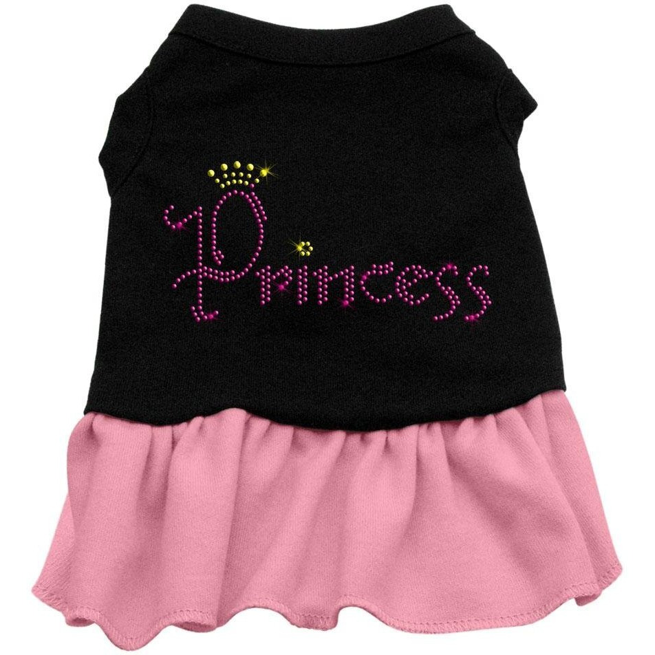 Pet Dog & Cat Dress Rhinestone,  Princess  Black W/Light Pink 3XL (25-35 lbs.)