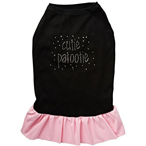 Pet Dog & Cat Dress Rhinestone,  Cutie Patootie  Black W/Light Pink 3XL (25-35 lbs.)