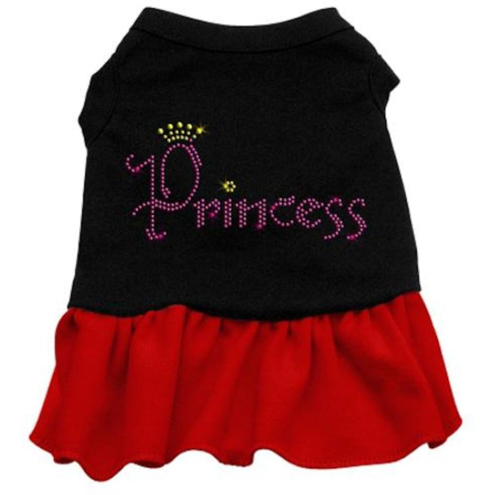 Pet Dog & Cat Dress Rhinestone,  Princess  Black W/Red 3XL (25-35 lbs.)