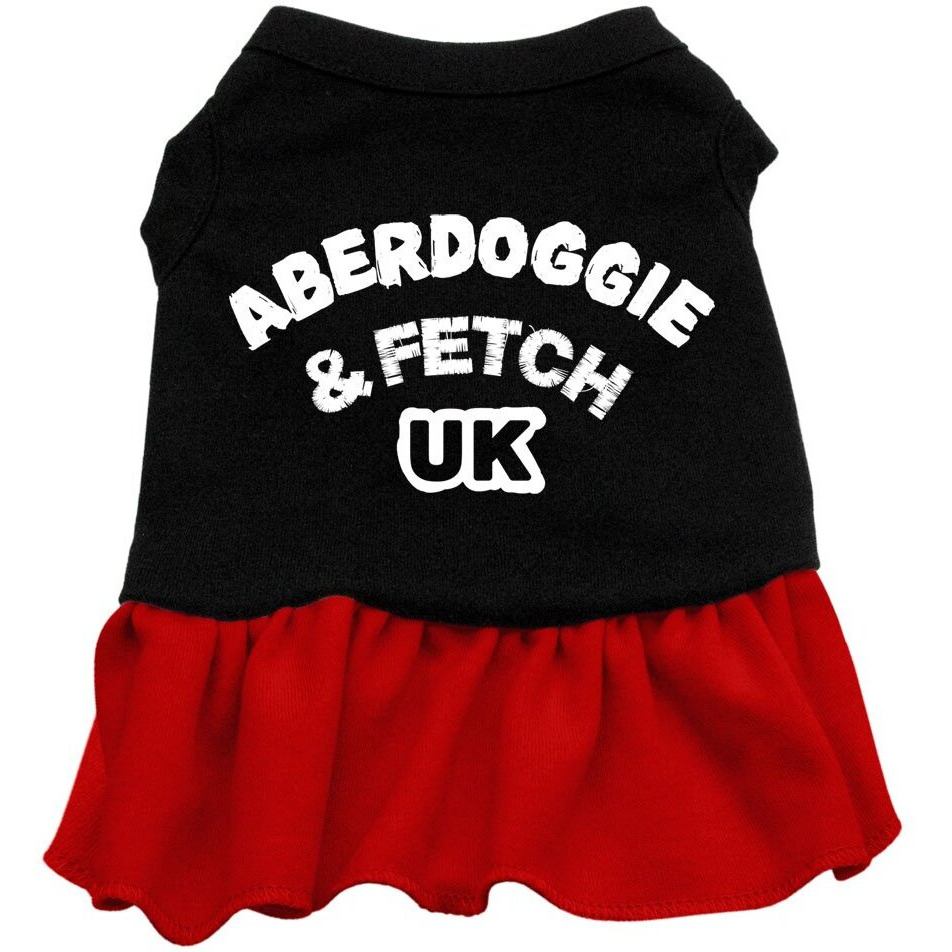 Dog Dress, Dog Dress, Screen Printed,  Aberdoggie & Fetch UK  Black W/Red 3XL (25-35 lbs.)