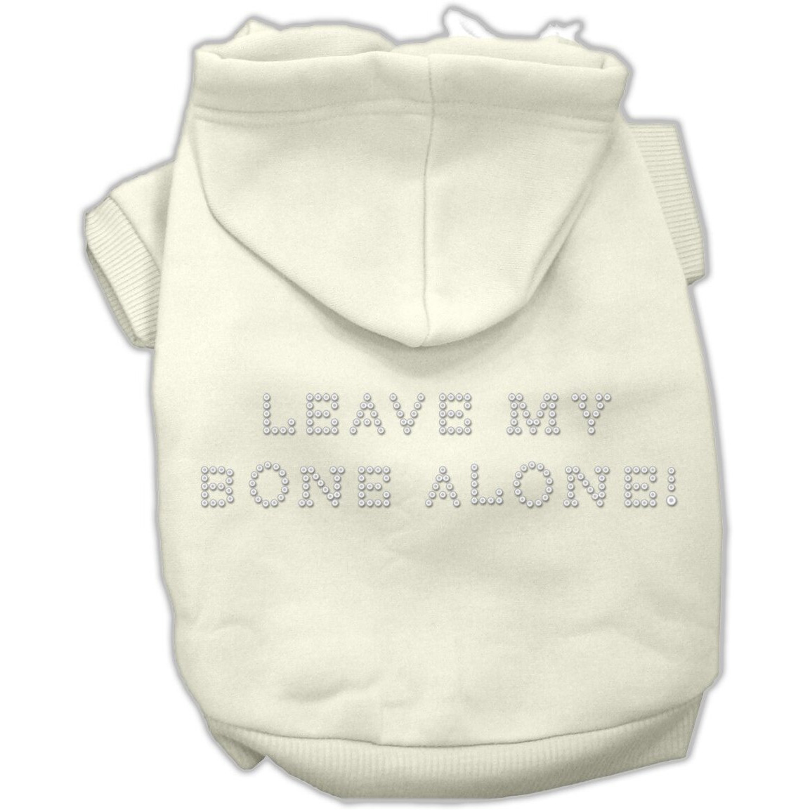 Pet, Dog & Cat Hoodie Rhinestone,  Leave My Bone Alone  Cream XL (14-20 lbs.)