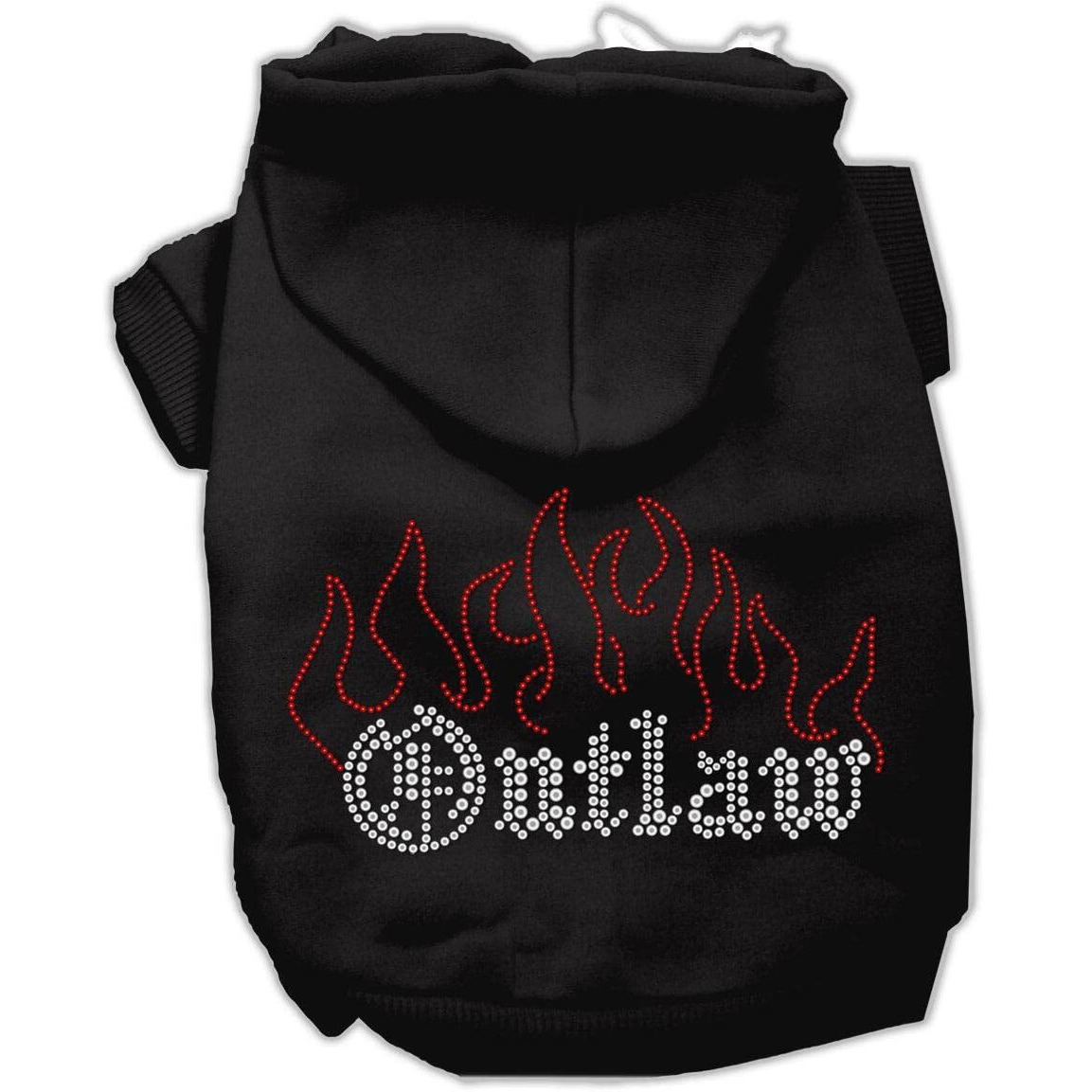 Pet, Dog & Cat Hoodie Rhinestone,  Outlaw  Black XS (0-3 lbs.)