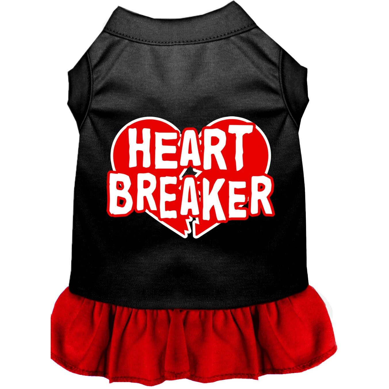 Pet Dog & Cat Dress Screen Printed,  Heart Breaker  Black W/Red 2XL (20-25 lbs.)