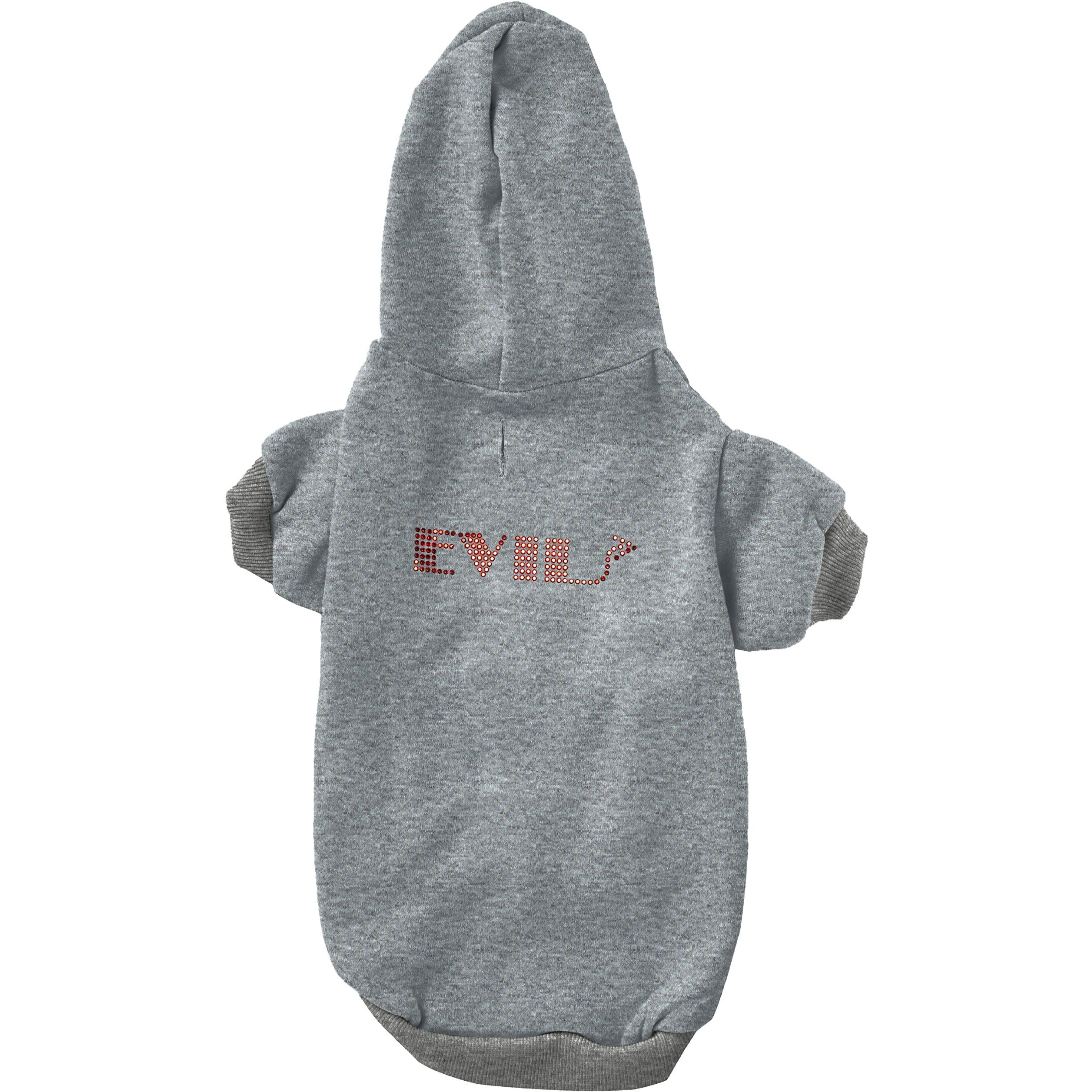 Pet, Dog & Cat Hoodie Rhinestone,  Evil  Gray XL (14-20 lbs.)