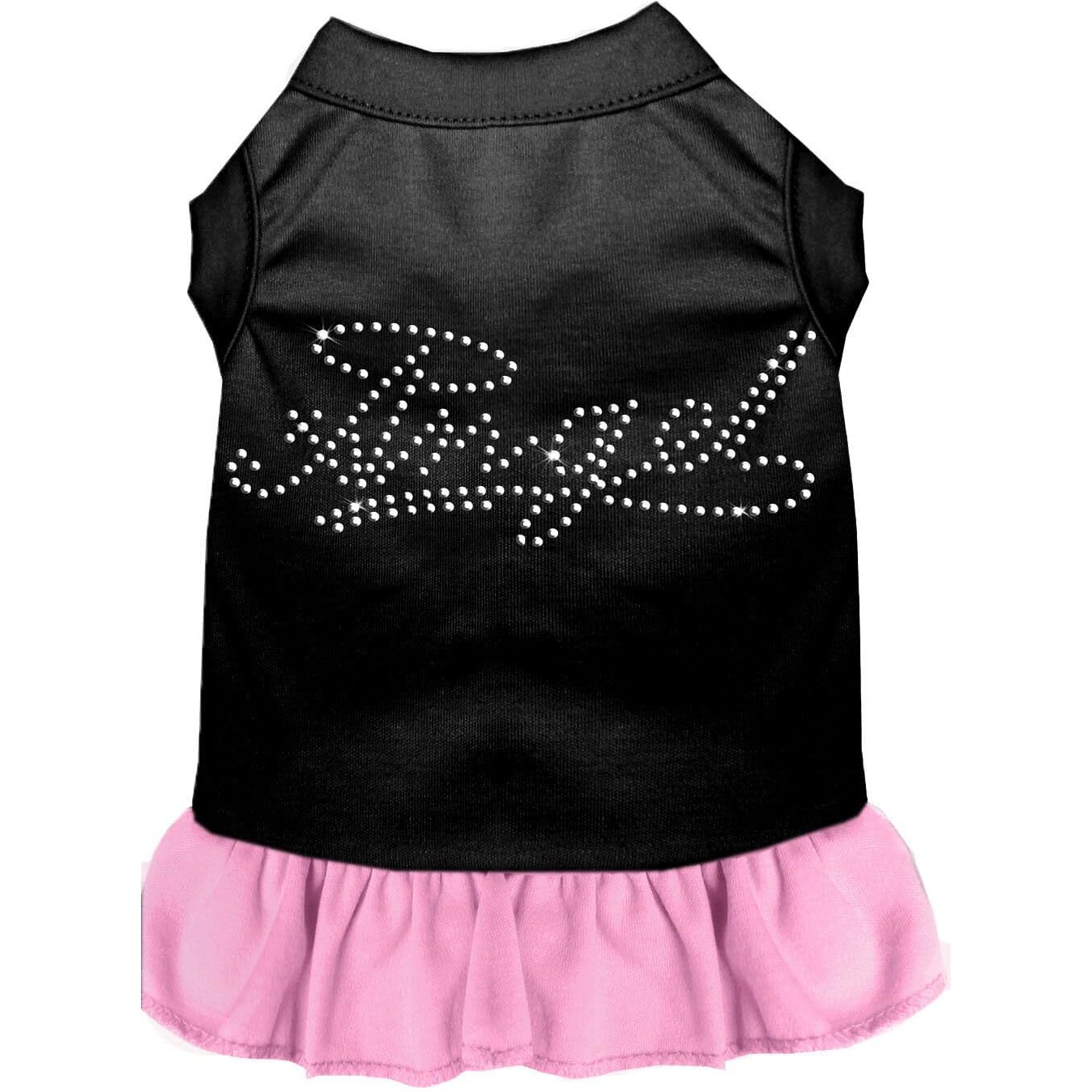 Pet Dog & Cat Dress Rhinestone,  Angel  Black W/Light Pink 2XL (20-25 lbs.)