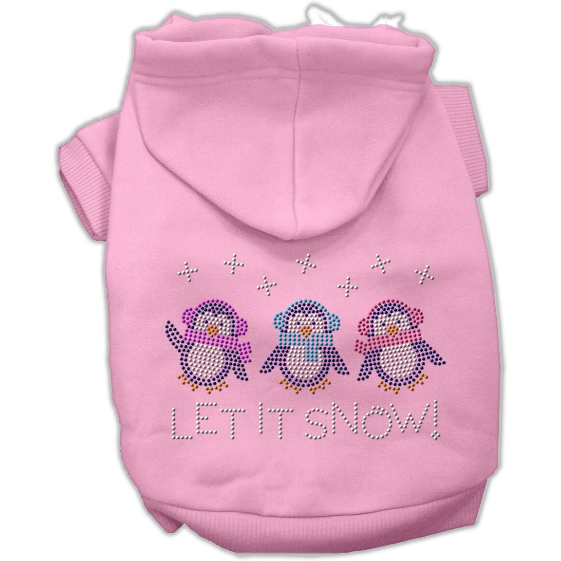 Mirage Pet Products 18-Inch Let it Snow Penguins Rhinestone Hoodie, XX-Large, Pink