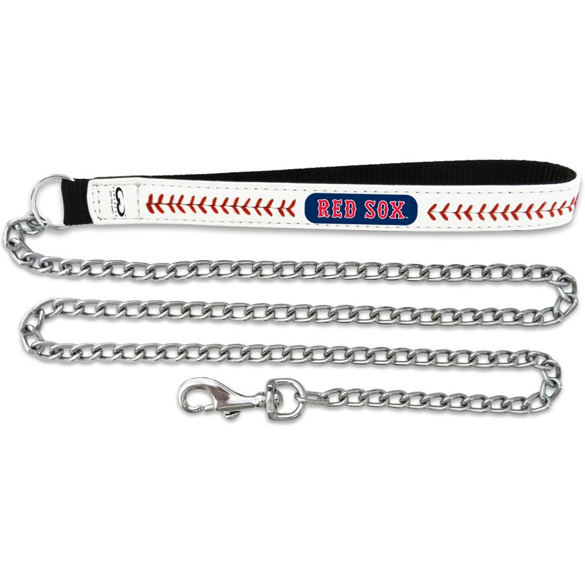 MLB Boston Red Sox Baseball Leather Chain Leash, 2.5 mm