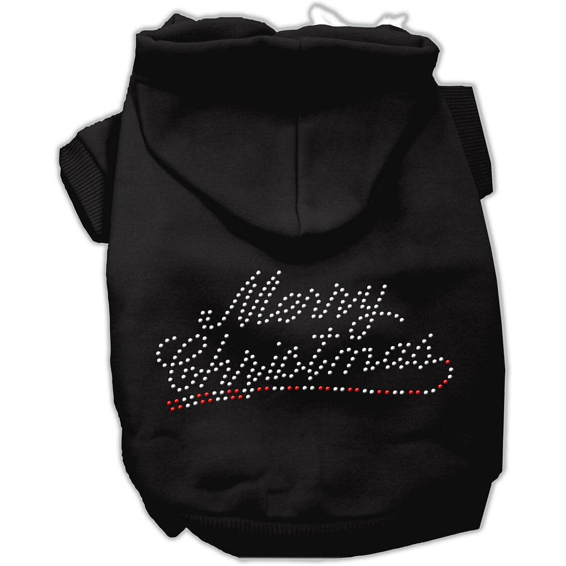 Christmas Pet, Dog & Cat Hoodie Rhinestone,  Merry Christmas  Black XL (14-20 lbs.)