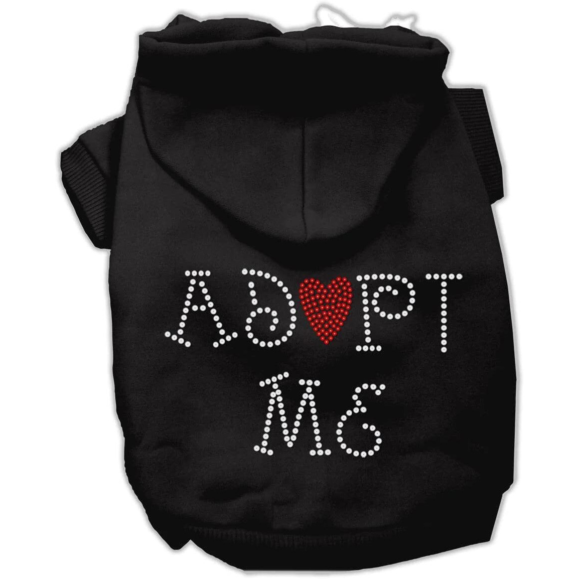 Pet, Dog & Cat Hoodie Rhinestone,  Adopt Me  Black SM (3-6 lbs.)