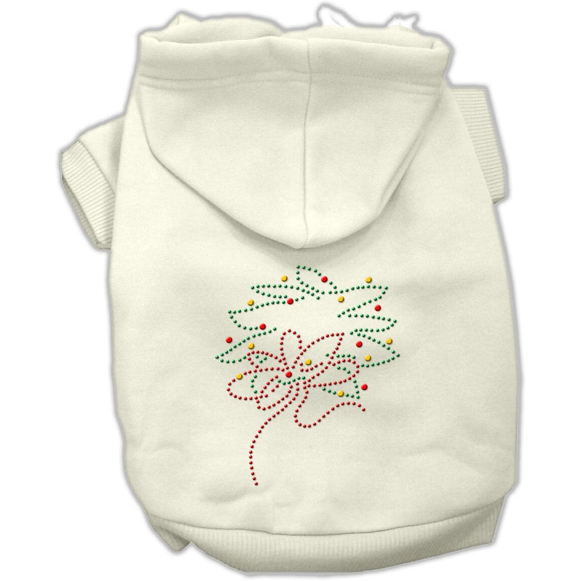 Christmas Pet, Dog & Cat Hoodie Rhinestone,  Christmas Wreath  Cream 2XL (20-25 lbs.)