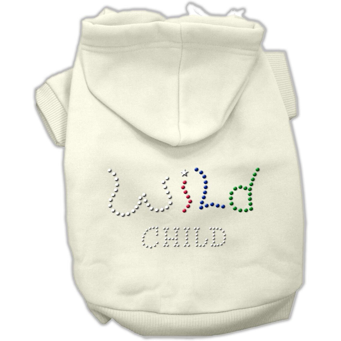 Pet, Dog & Cat Hoodie Rhinestone,  Wild Child  Cream LG (10-14 lbs.)