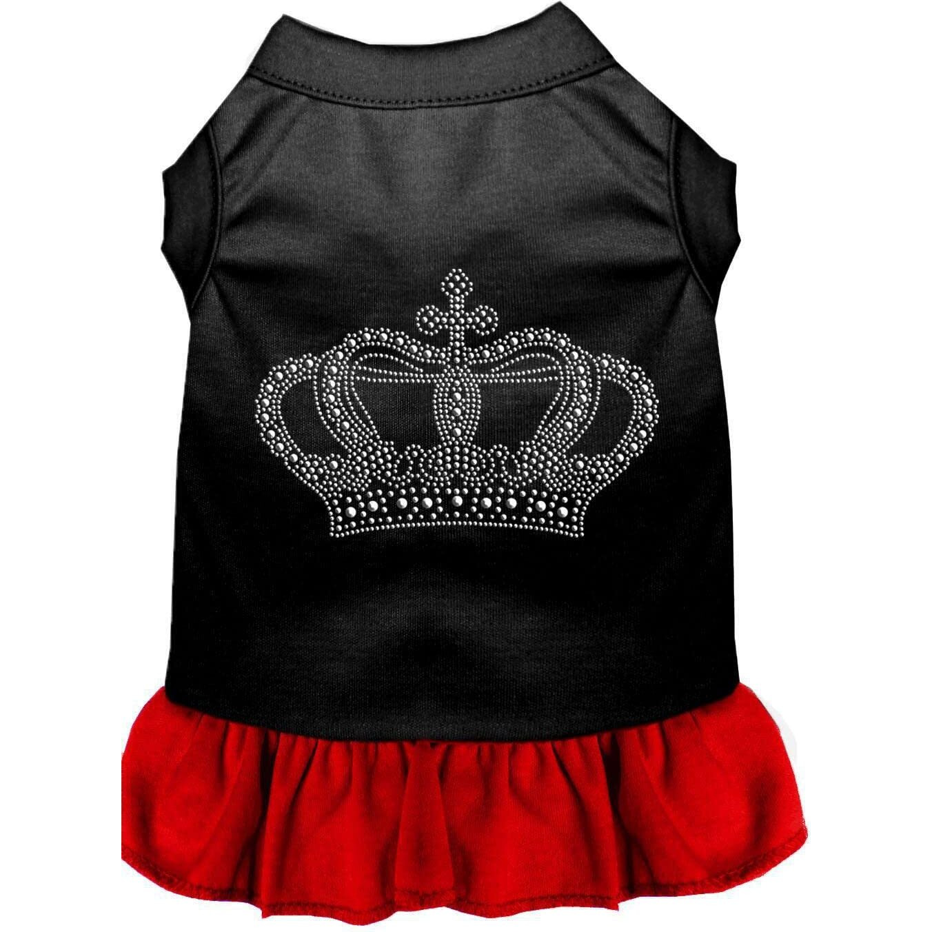 Pet Dog & Cat Dress Rhinestone,  Crown  Black W/Red 3XL (25-35 lbs.)