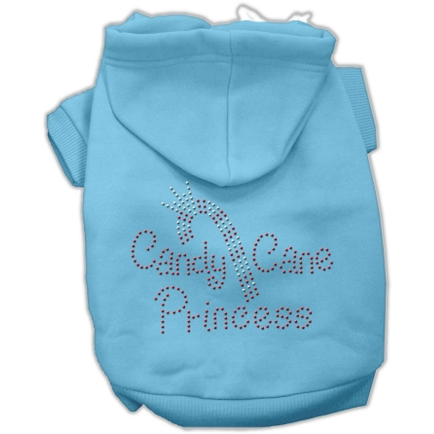 Christmas Pet Dog & Cat Hoodie Rhinestone,  Candy Cane Princess  Baby Blue XS (0-3 lbs.)