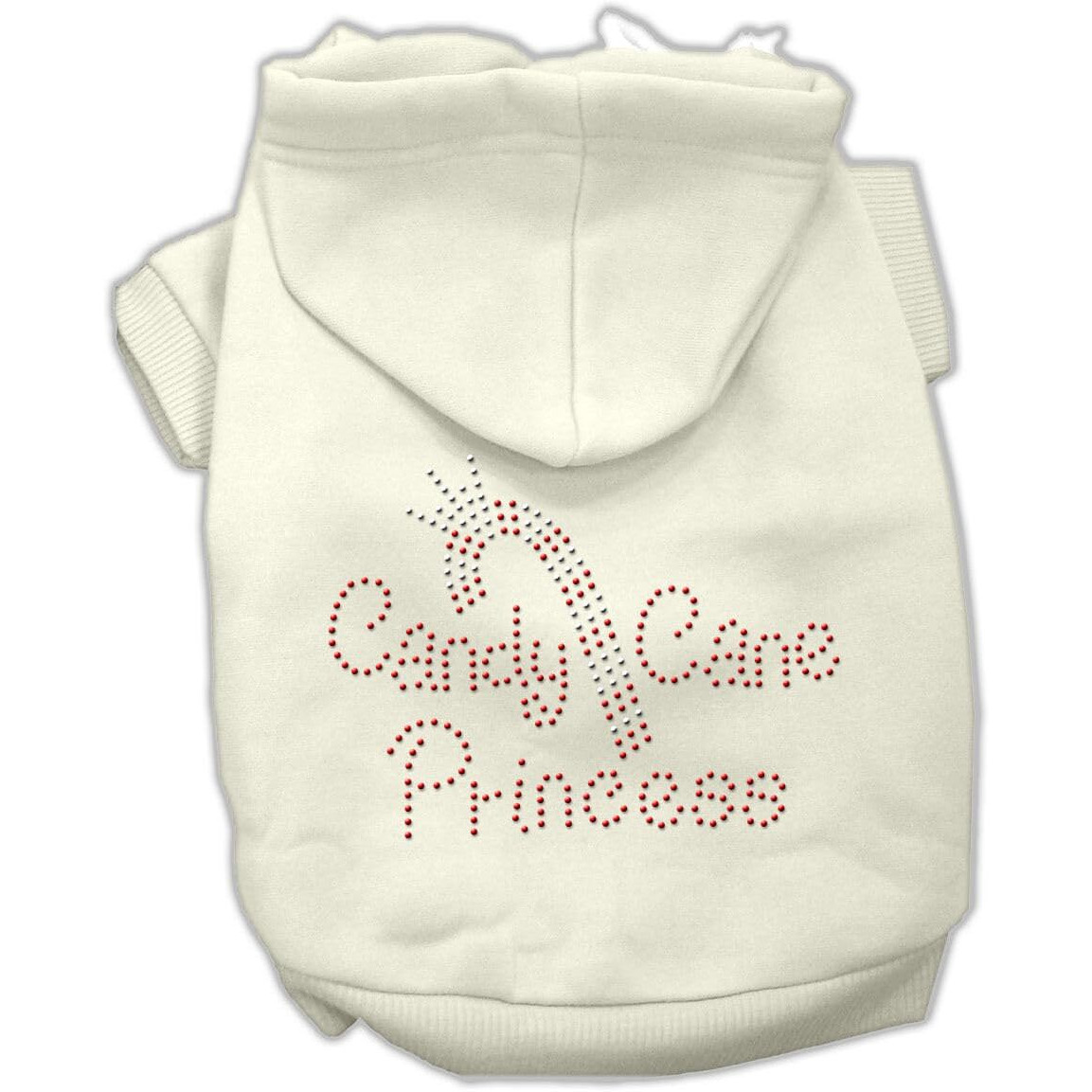 Christmas Pet Dog & Cat Hoodie Rhinestone,  Candy Cane Princess  Cream XS (0-3 lbs.)