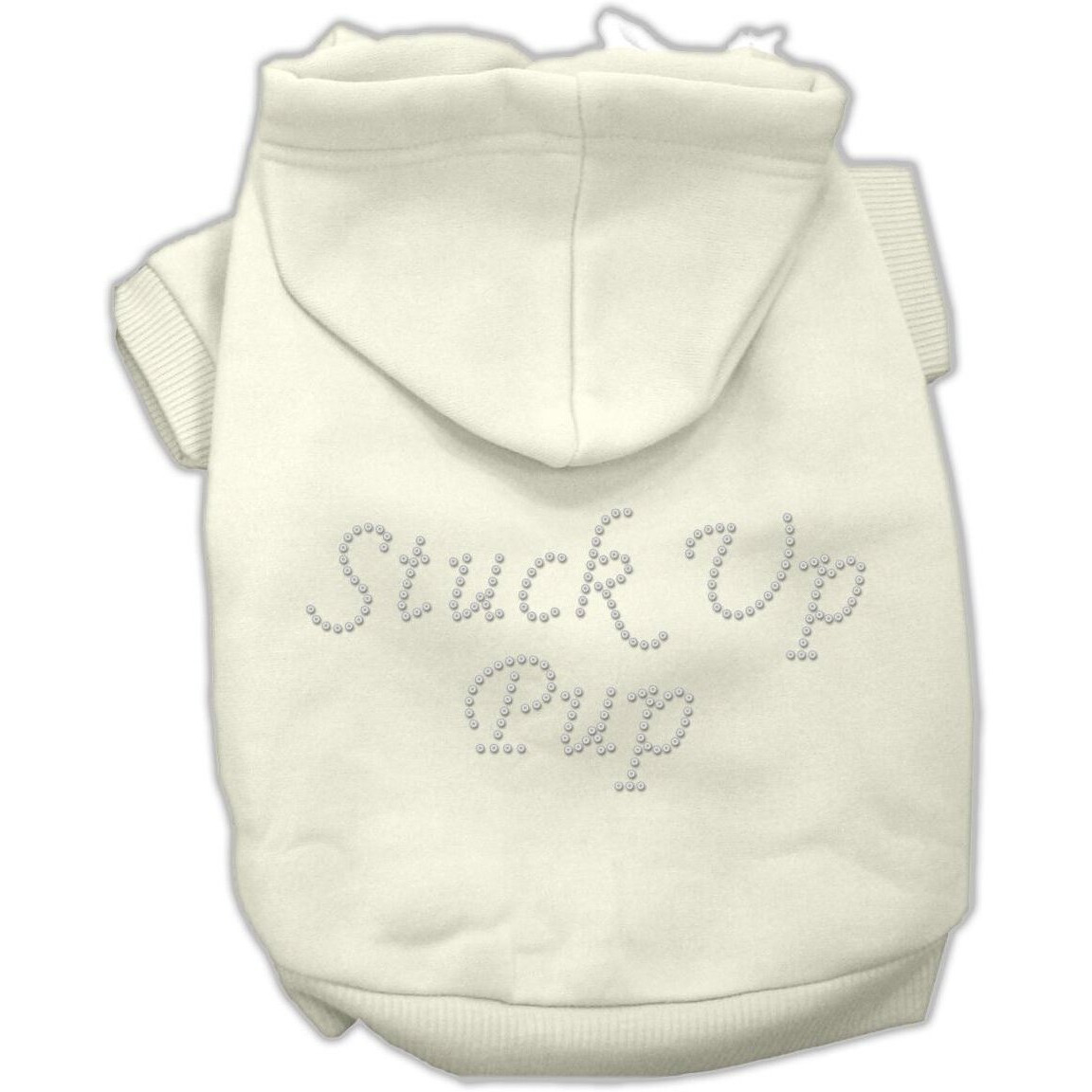 Pet, Dog & Cat Hoodie Rhinestone,  Stuck Up Pup  Cream LG (10-14 lbs.)