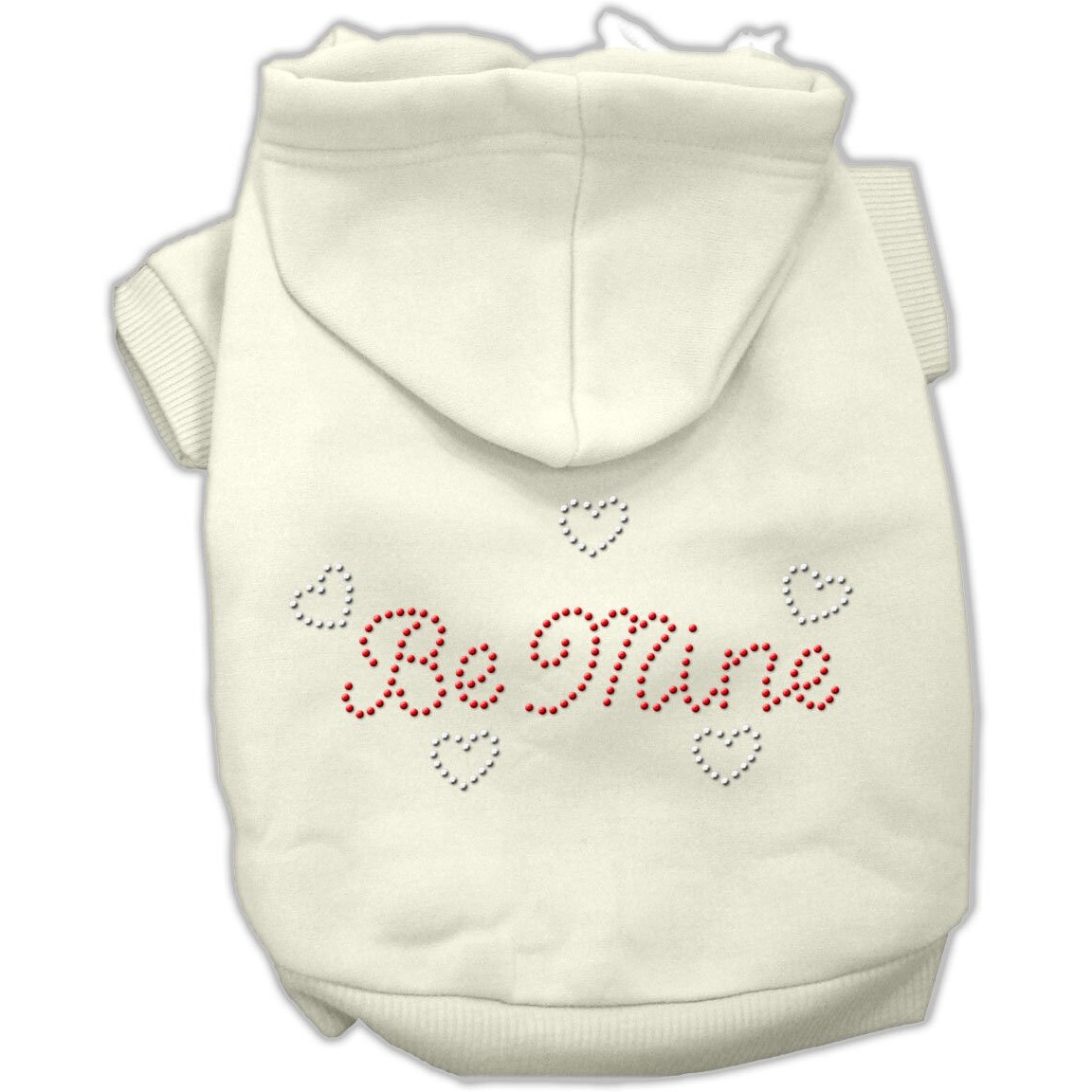 Pet, Dog & Cat Hoodie Rhinestone,  Be Mine  Cream XS (0-3 lbs.)