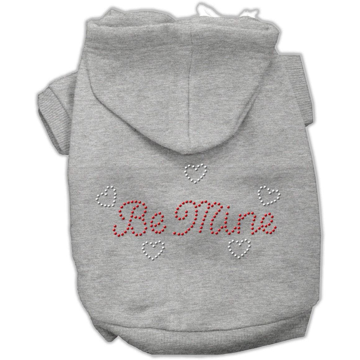 Pet, Dog & Cat Hoodie Rhinestone,  Be Mine  Gray XS (0-3 lbs.)