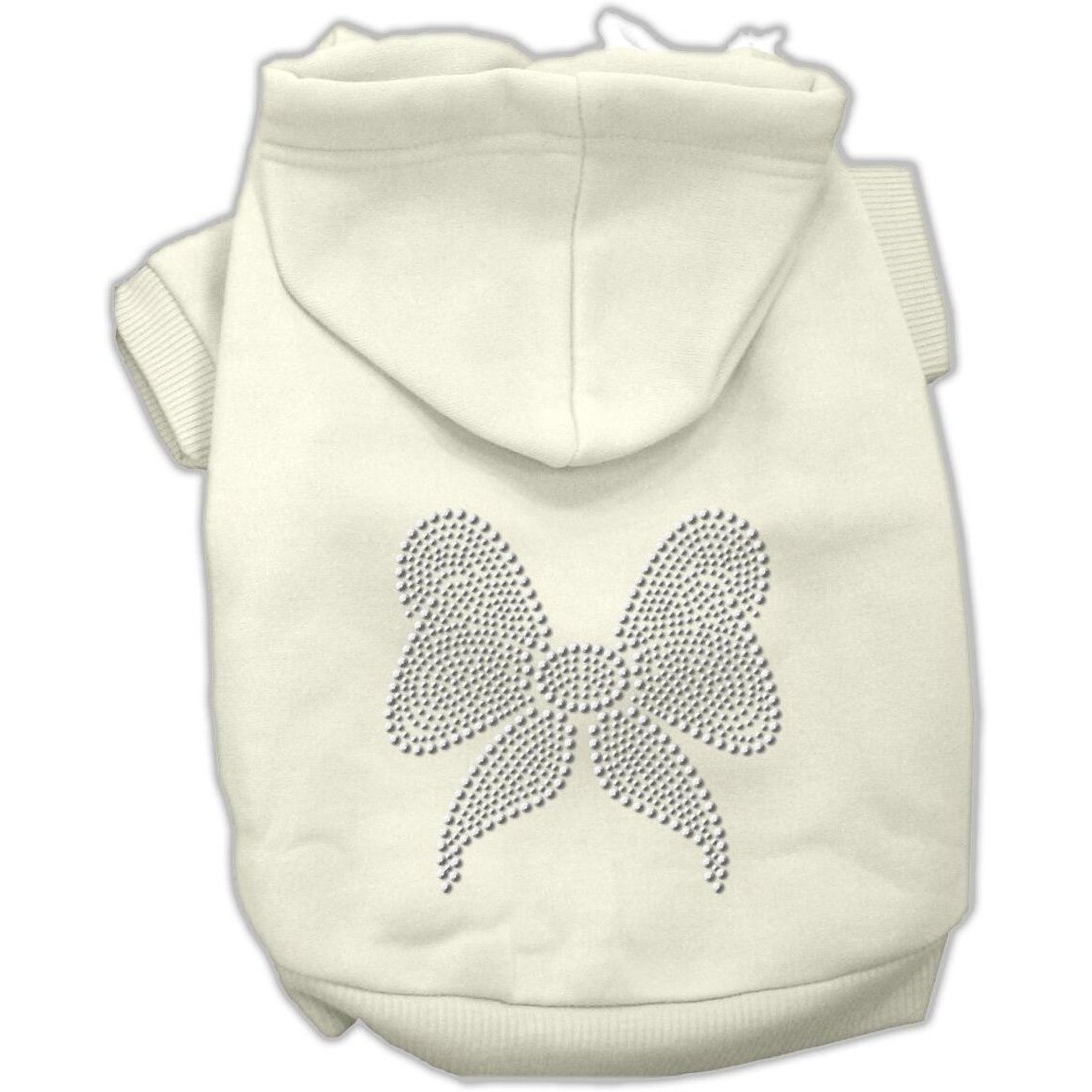 Christmas Pet Dog & Cat Hoodie Rhinestone,  Bow  Cream SM (3-6 lbs.)