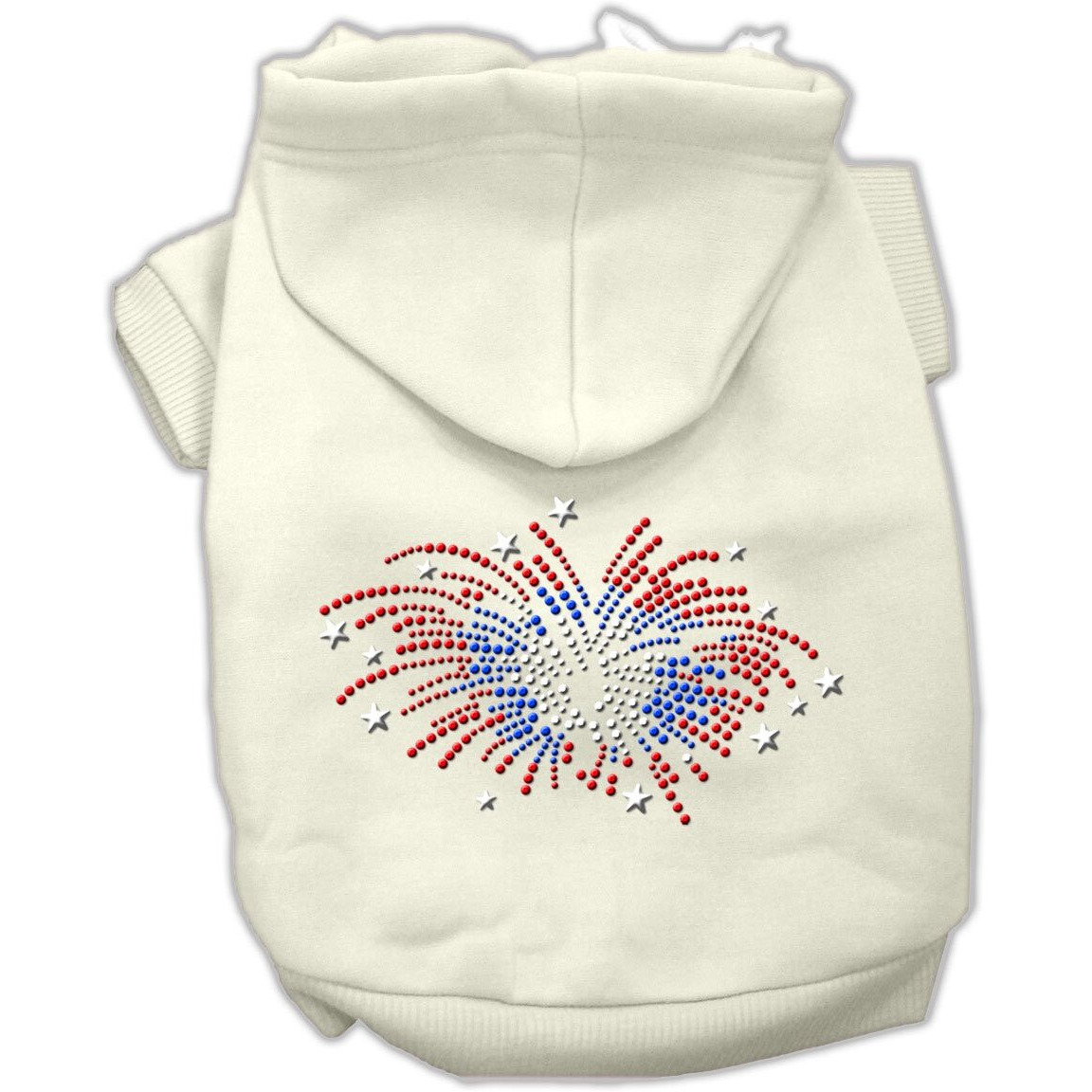 Pet, Dog & Cat Hoodie Rhinestone,  Fireworks  Cream XS (0-3 lbs.)