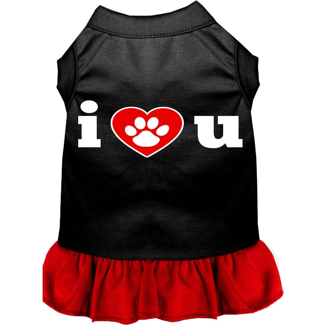 Dog Dress, Screen Printed,  I Heart You  Black W/Light Pink 3XL (25-35 lbs.)