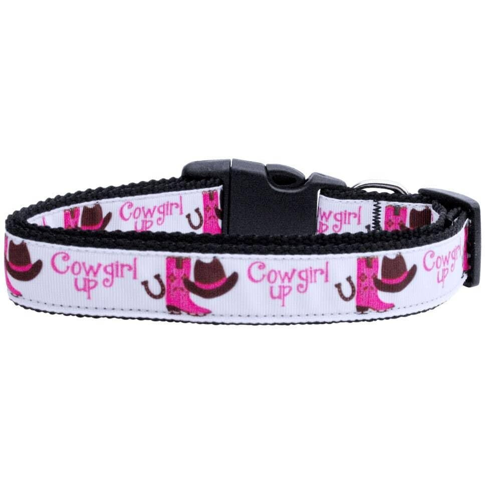 Pet Dog & Cat Nylon Collar or Leash,  Cowgirl Up  MD Collar