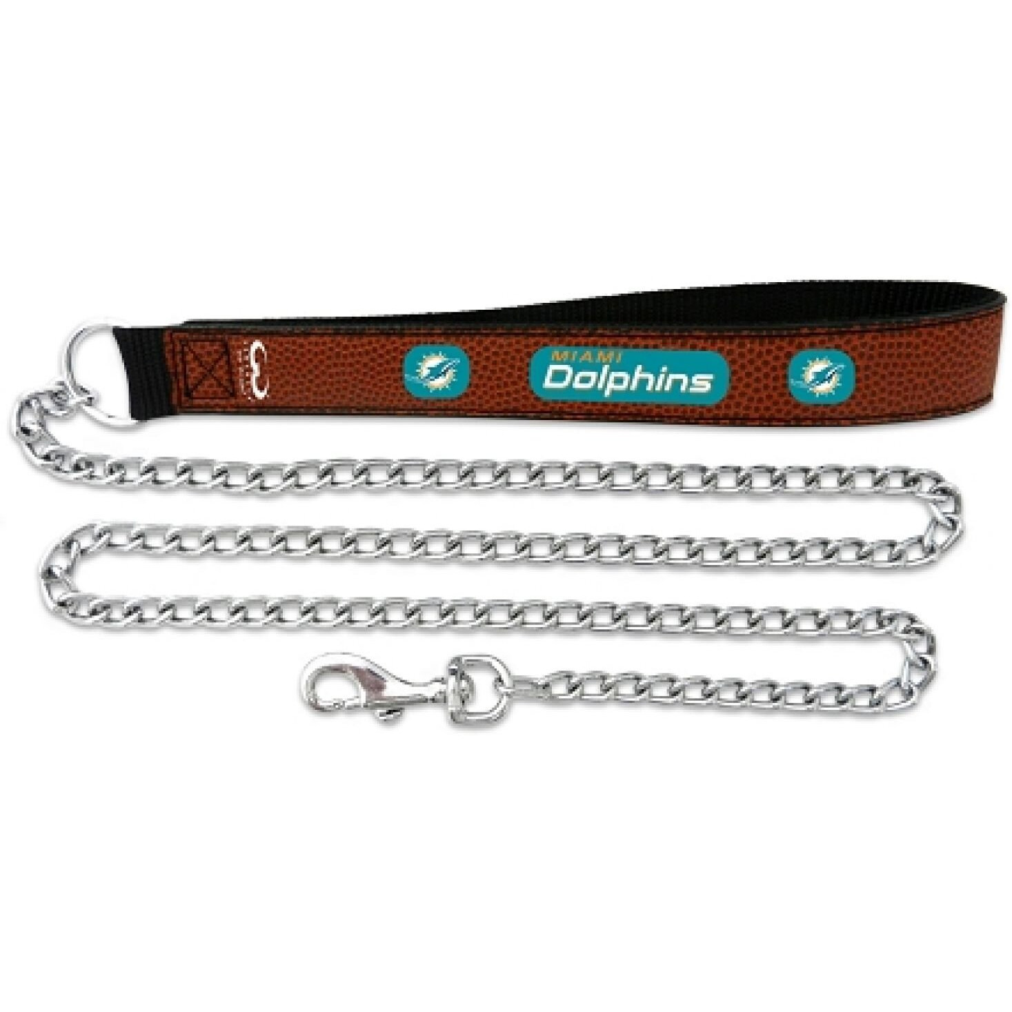 NFL Miami Dolphins Football Leather 3.5mm Chain Leash, Large