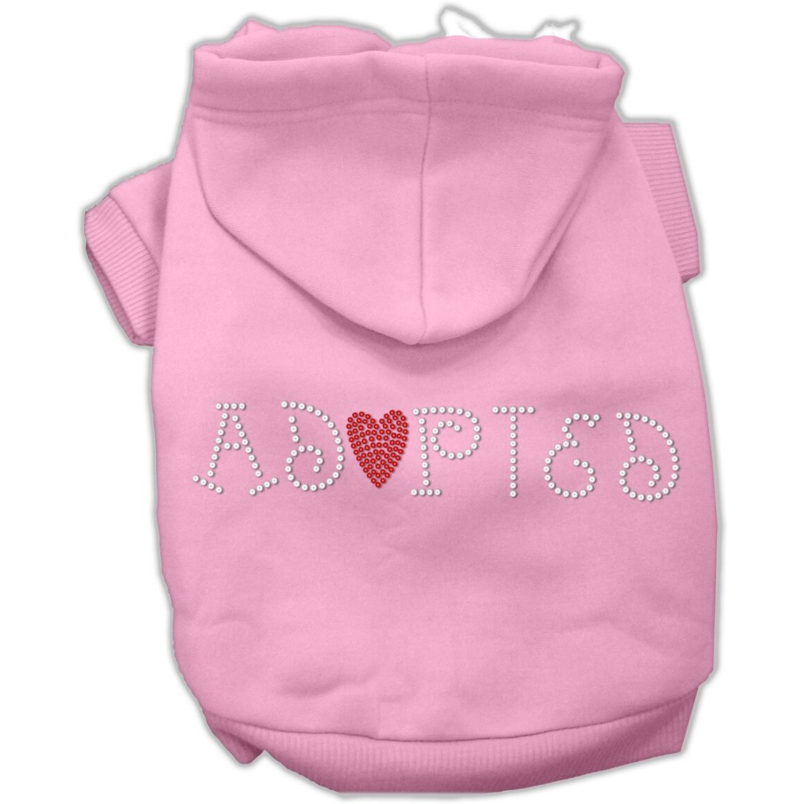 Pet, Dog & Cat Hoodie Rhinestone,  Adopted  Light Pink MD (6-10 lbs.)