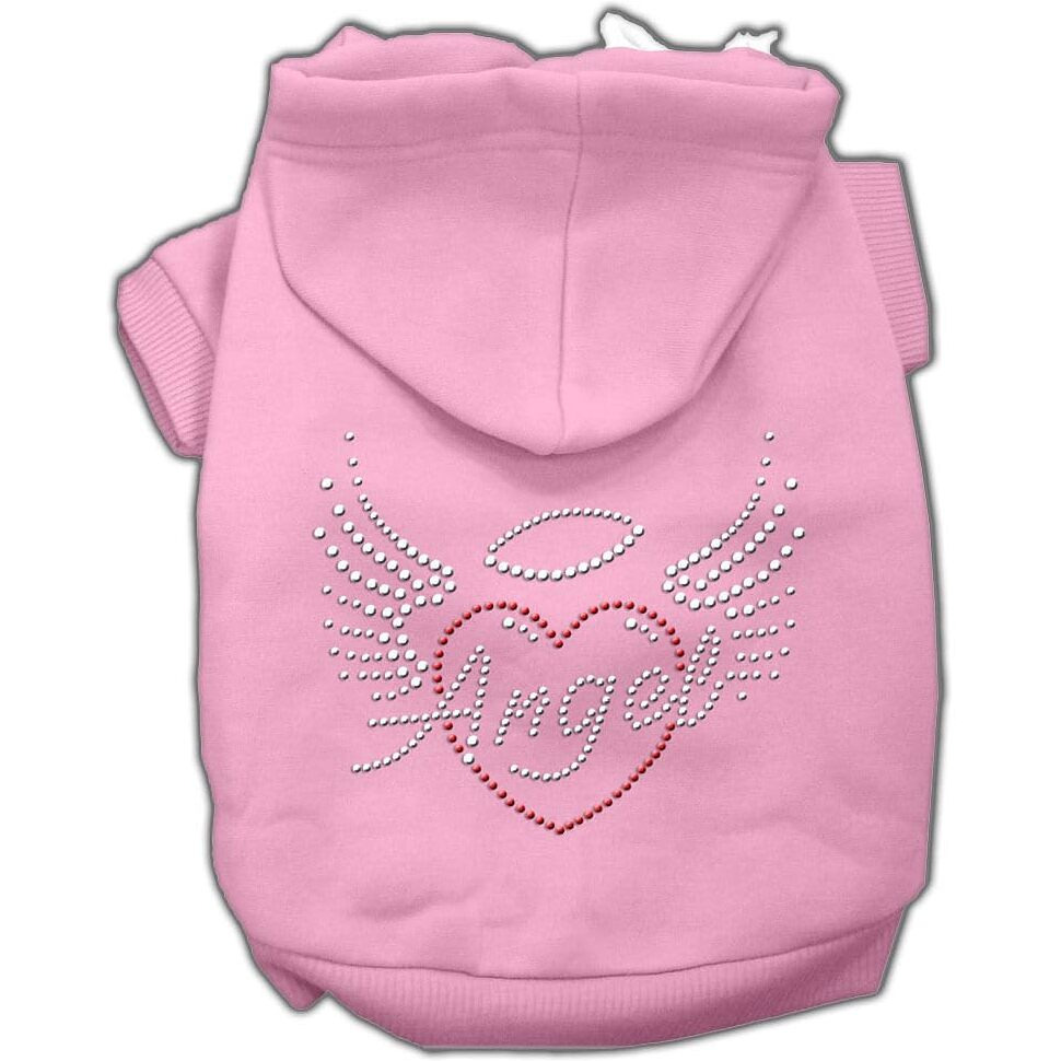 Mirage Pet Products 12  Angel Heart Rhinestone Hoodies, Medium, Pink