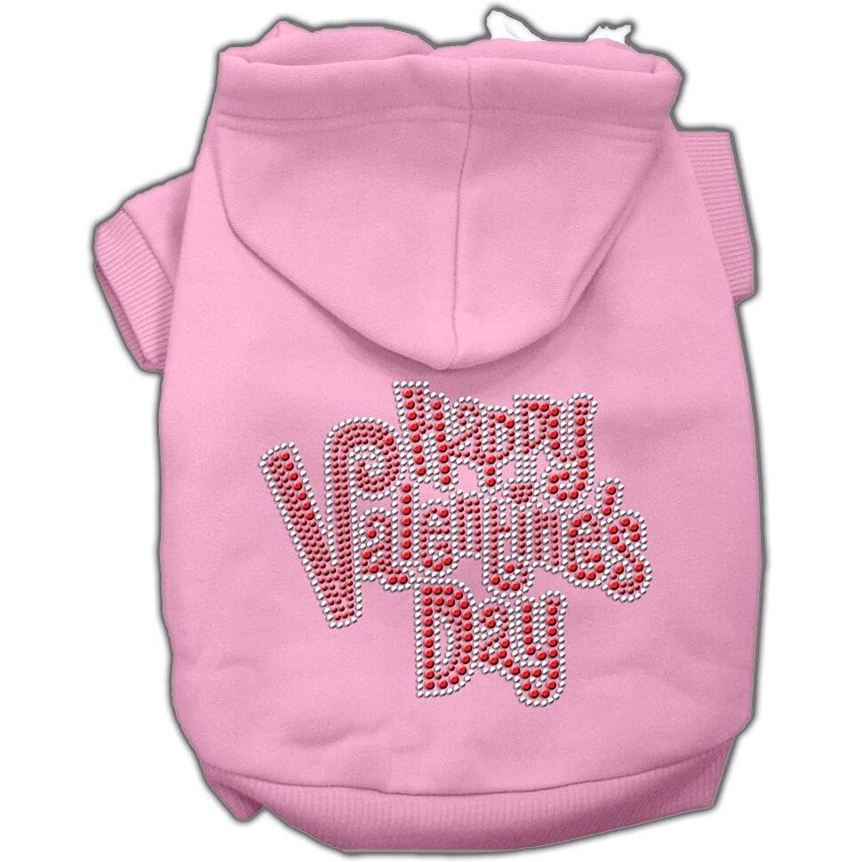 Mirage Pet Products 10  Happy Valentines Day Rhinestone Hoodies, Small, Pink