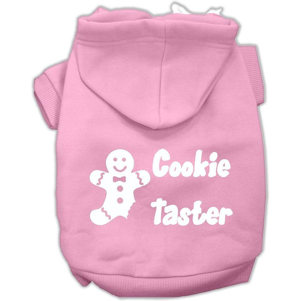 Christmas Pet Dog & Cat Hoodie Screen Printed,  Cookie Taster  Light Pink MD (6-10 lbs.)