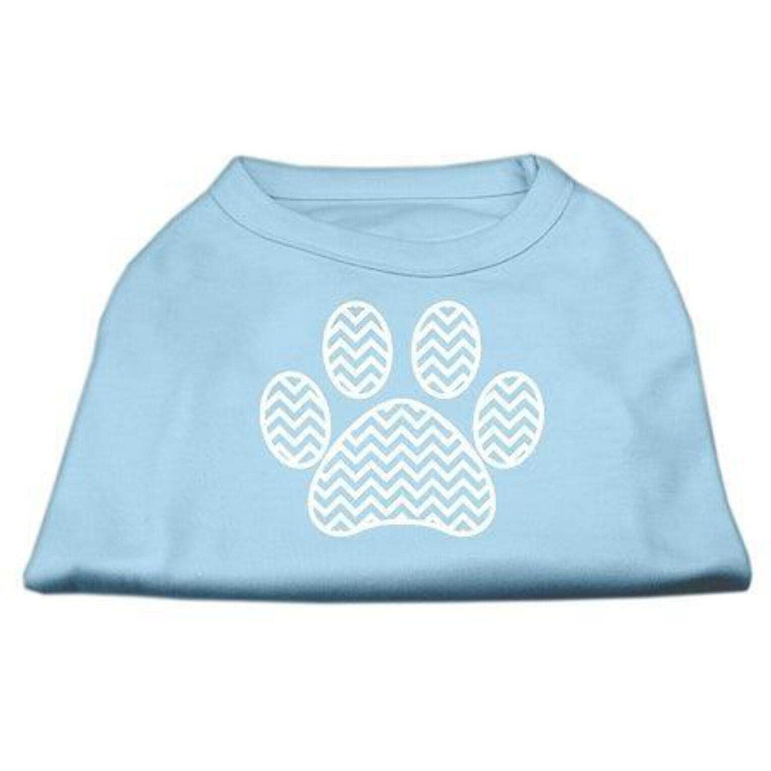 Mirage Pet Products Chevron Paw Screen Print Shirt, X-Small, Baby Blue