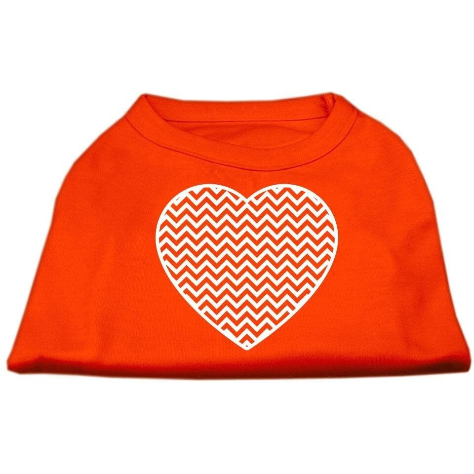 Mirage Pet Products Chevron Heart Screen Print Dog Shirt, X-Small, Orange